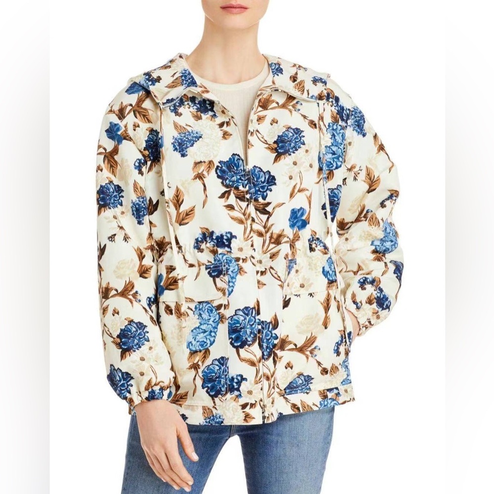 NWT $498 Tory BurchFloral-Print Hooded Wind-Resistant Jacket - Picture 6 of 9